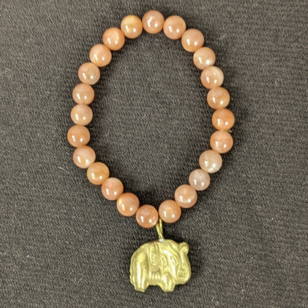 VTG GLASS BEAD & BRASS ELEPHANT BRACELET